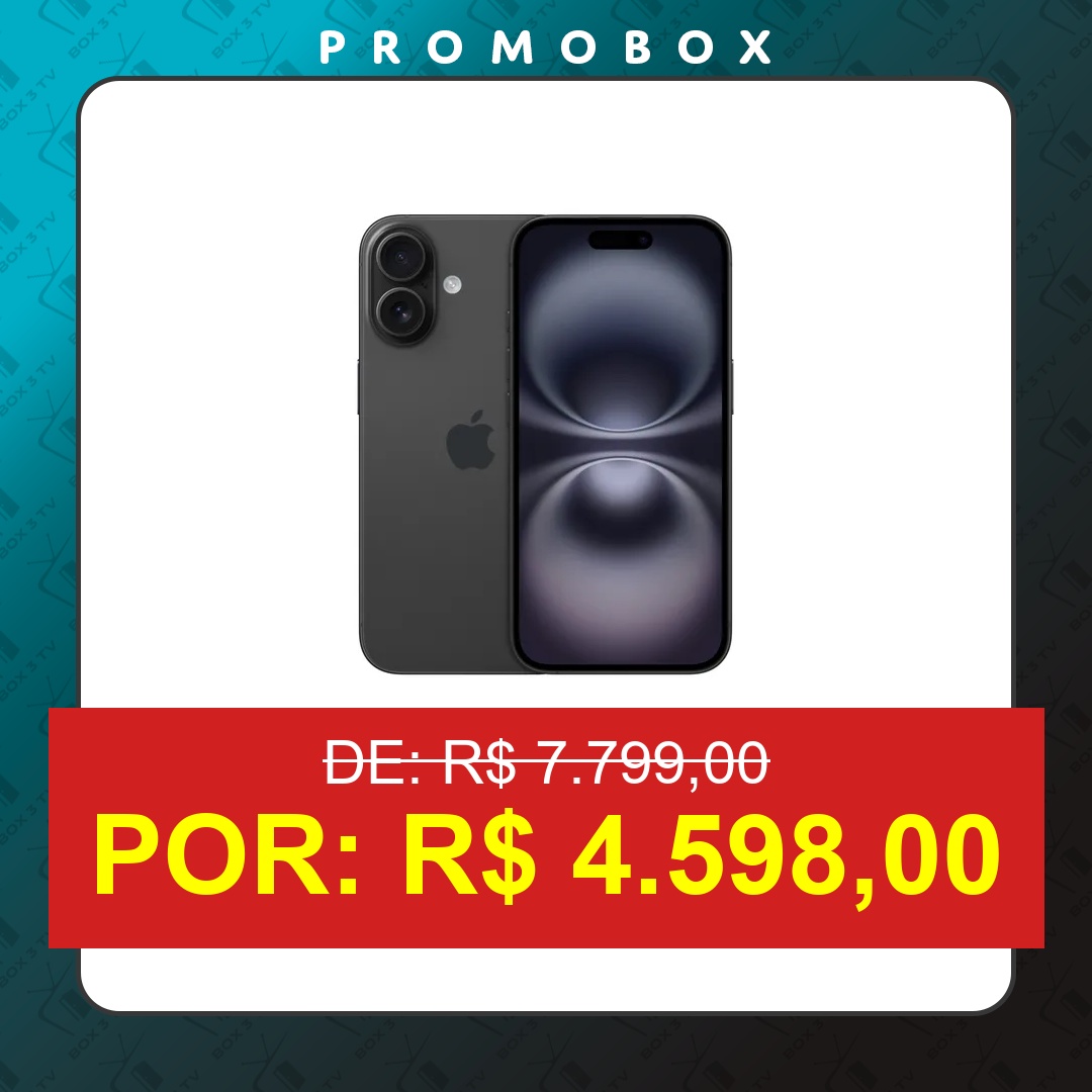 OFERTA: Apple iPhone 16 (128 Gb) – Preto – Distribuidor Autorizado