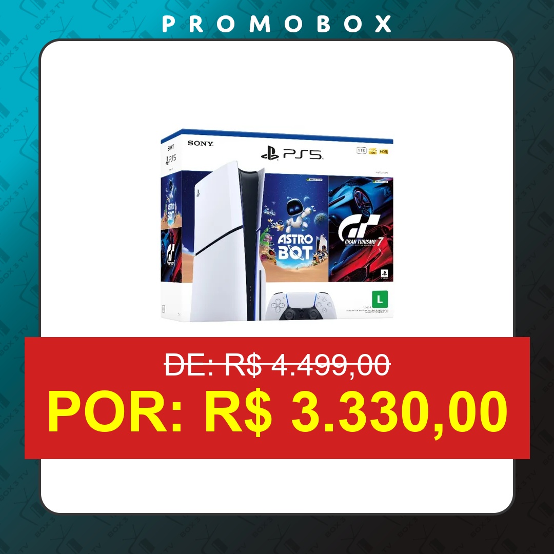OFERTA: Console Playstation®5 Slim Disk – Pacote Astro Bot E Gran Turismo 7 Branco
