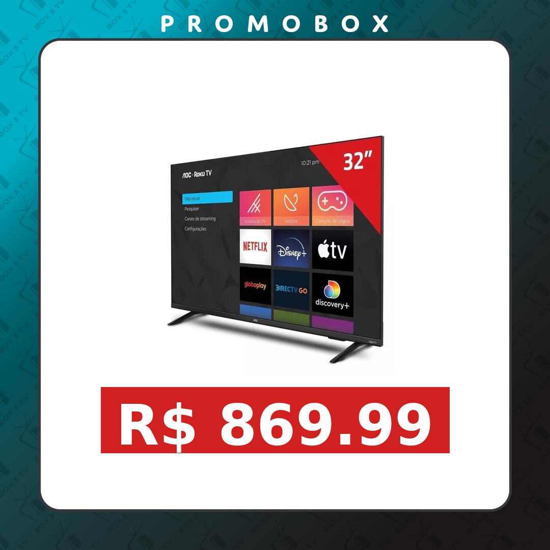 Shopee: Smart Tv 32 polegadas Hd Roku Tv 32s5135/78g Preta Aoc Bivolt
