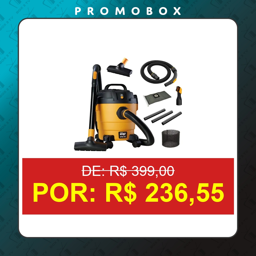 OFERTA: Aspirador De Pó E Água Wap Gtw 10 Compacto 1400w 10 Litros Amarelo/preto – R$ 236,55