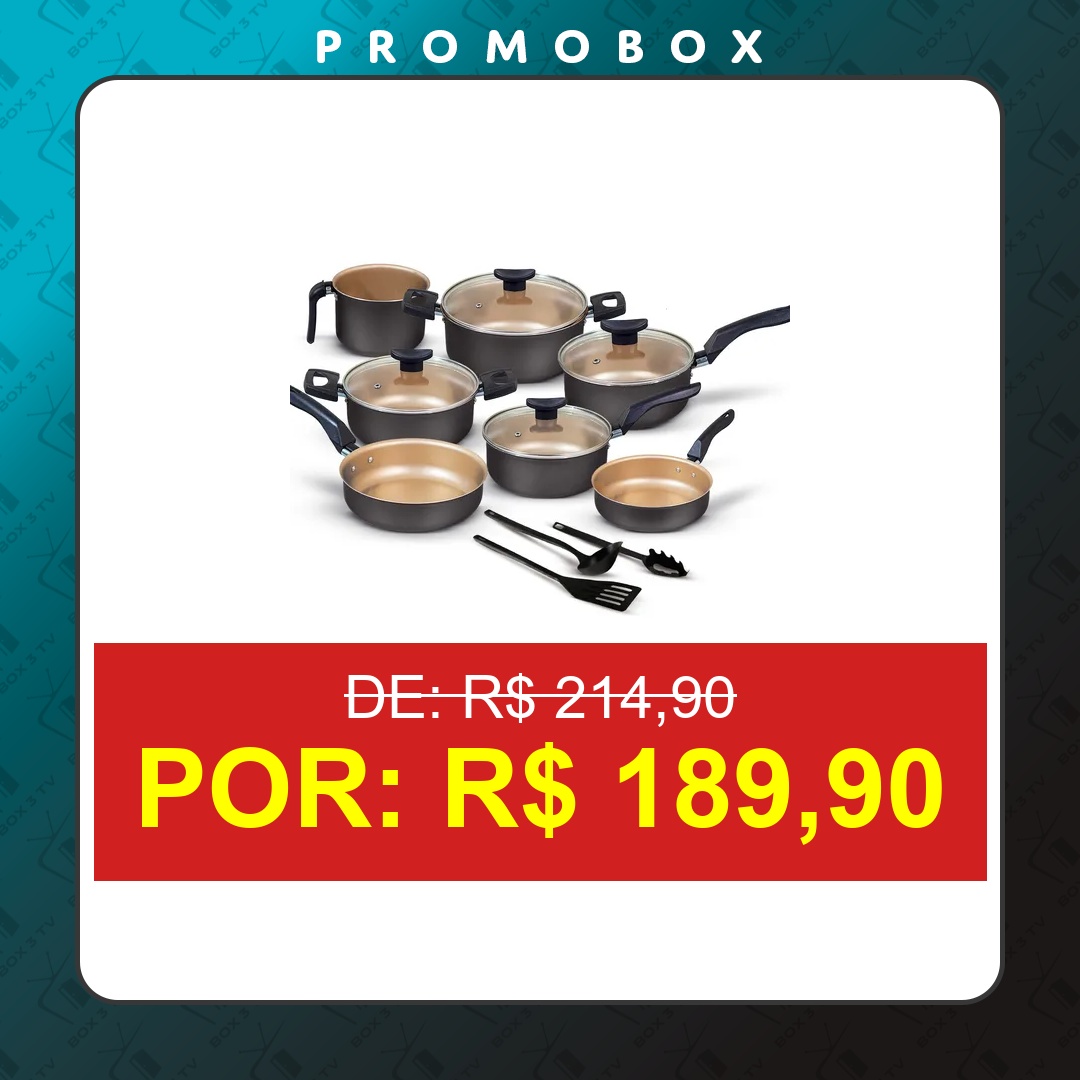OFERTA: Conjunto Panelas Antiaderente 10 Peças Teflon Várias Cores – R$ 189,90