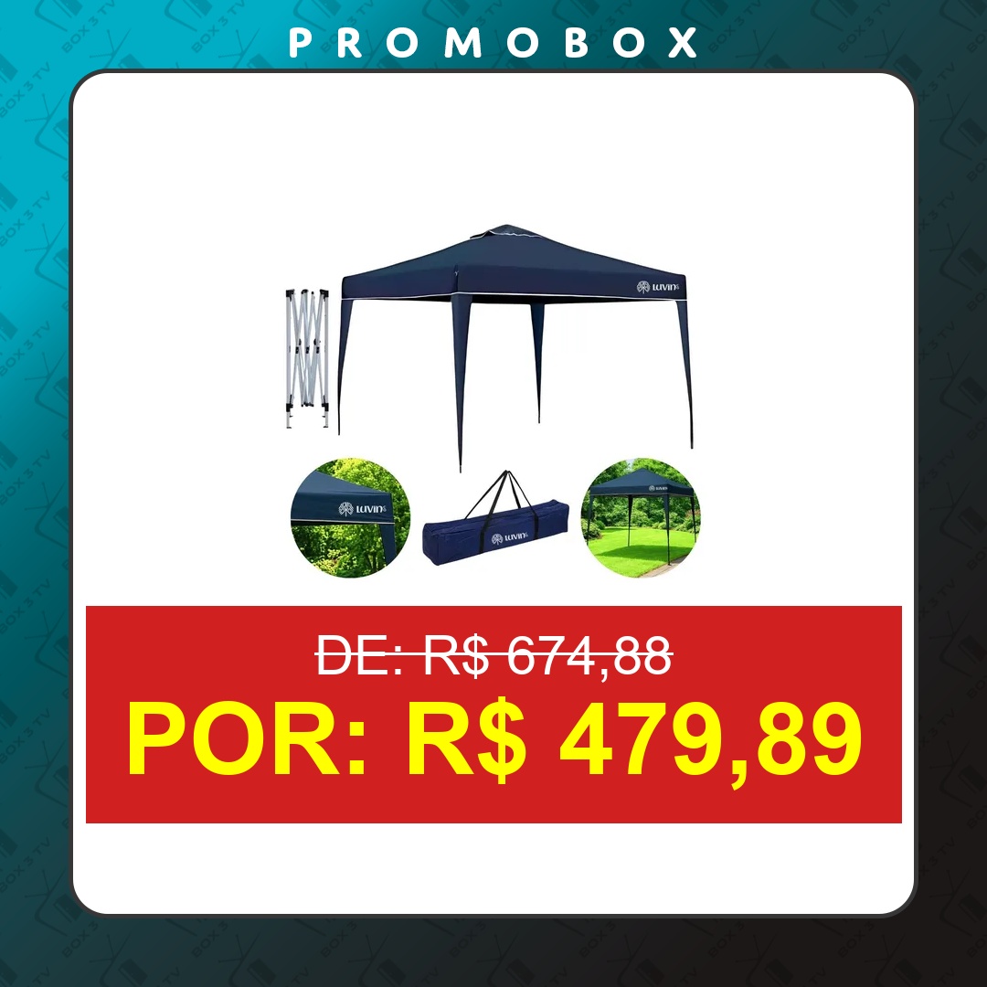 OFERTA: Tenda Gazebo Sanfonada Articulada Luvinco 3x3m Azul Impermeável Resistente Proteção Ao Ar Livre Camping Praia Eventos Montagem Prática Estrutura Resistente Durável – R$ 479,89