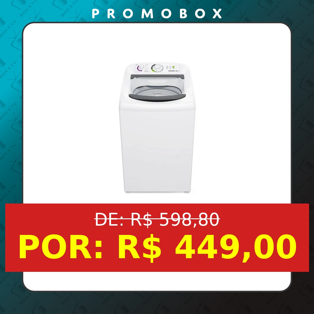 OFERTA: Máquina De Lavar Consul 12kg Branca Com Dosagem Econômica E Ciclo Edredom – R$ 449,00