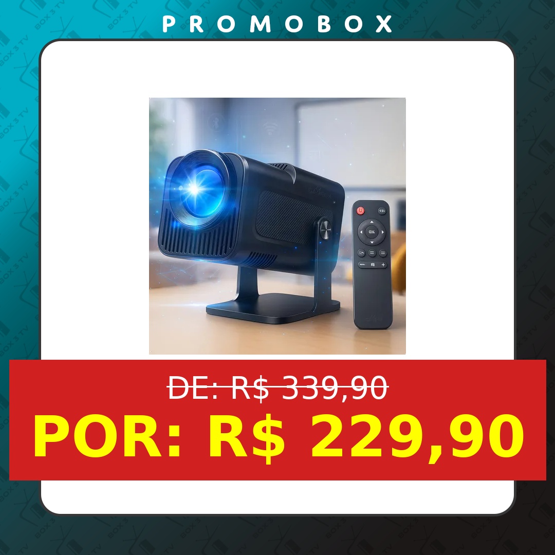 OFERTA: Projetor Hy320 Davely Smart Tv Android Wifi6 390 Ansi Lumens Full Hd 4k Mini Projetor Portátil Preto Com Controle Remoto 127/220v – R$ 229,90
