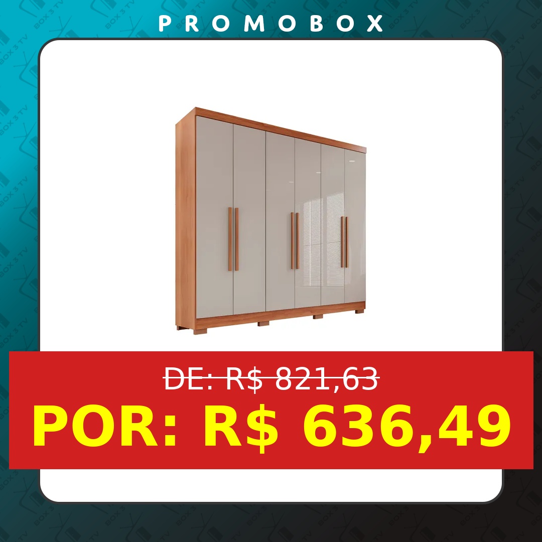 OFERTA: Guarda-roupa Casal 6 Portas 2 Gavetas França Wt – R$ 636,49