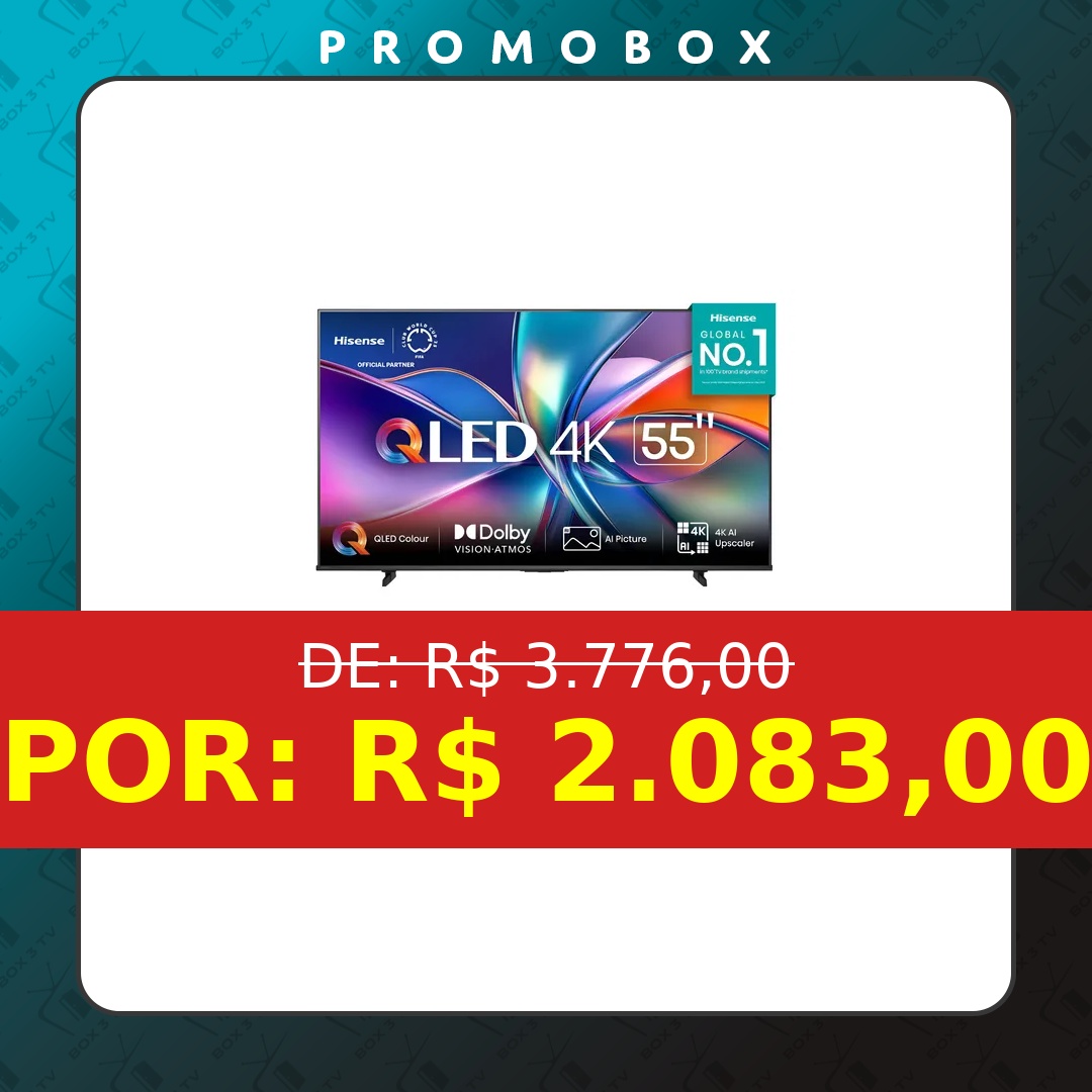 OFERTA: Smart Tv 55 4k Uhd Qled Hdr10 Dolby Atmos Vidaa U9 Hisense – R$ 2.083,00