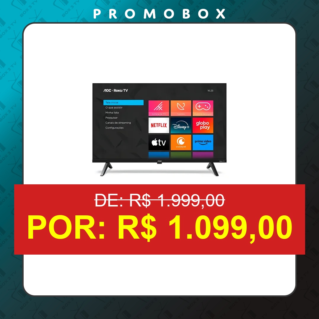 OFERTA: Smart Tv Aoc 40  40s5045/78g Roku Tv Dled Full Hd – R$ 1.099,00