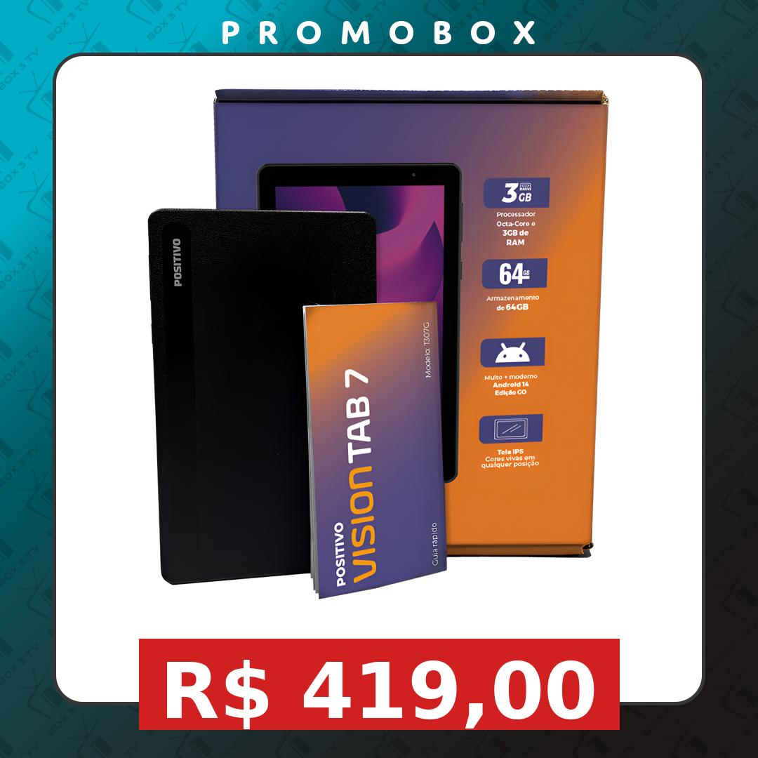 Mercado Livre: Tablet Positivo Vision TAB 7 – Processador Octa-Core 3GB RAM 64GB Armazenamento, Tela 7” IPS, Bateria 3100mAh, Android 14 Go, Wi-fi – Preto