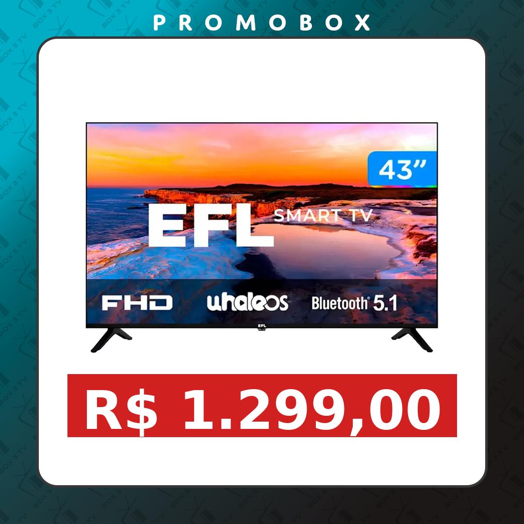 Mercado Livre: Smart TV 43″ LED, Full HD, Ultrafina, Sem bordas, 3 HDMI 2 USB, Controle remoto multifuncional, Wifi, Bluetooth – EFL 43SX800FD