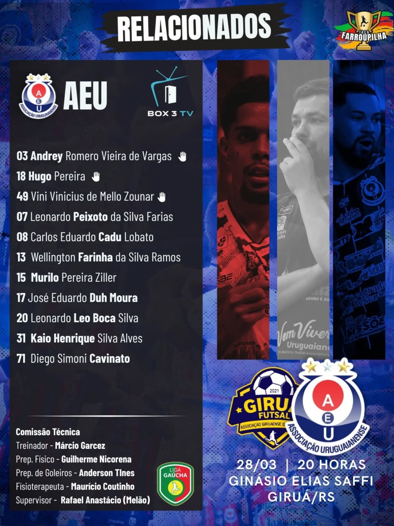 Post: RELACIONADOS PRA PARTIDA!

 AEU vai desf…
