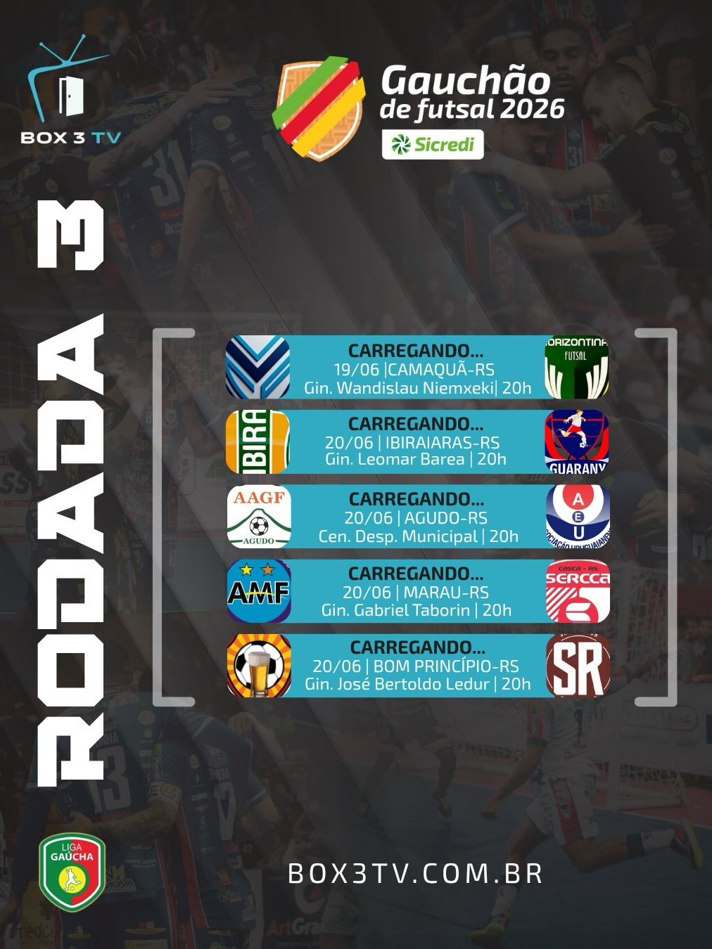 Post: RODADA 3 COMEÇA HOJE!

 Neste dia 19 com…
