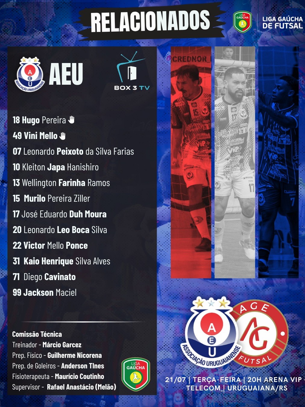 Post: Confira os relacionados para a partida d…