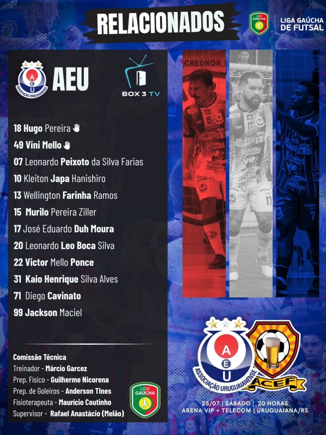 Post: 🔥 É dia de Liga Gaúcha de Futsal! 
A Ass…