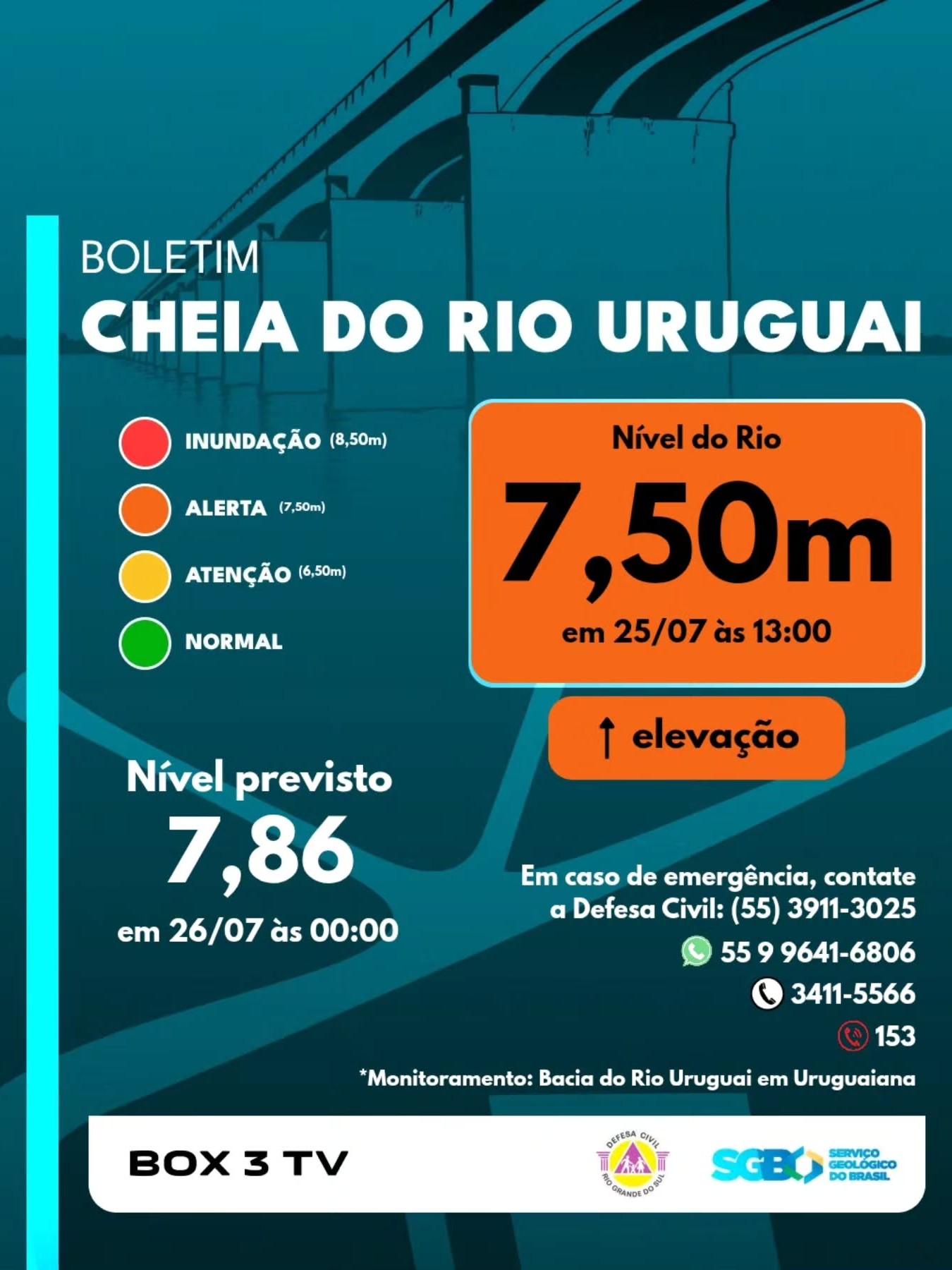 Post: ​🚨 BOLETIM INFORMATIVO: CHEIA DO RIO URU…