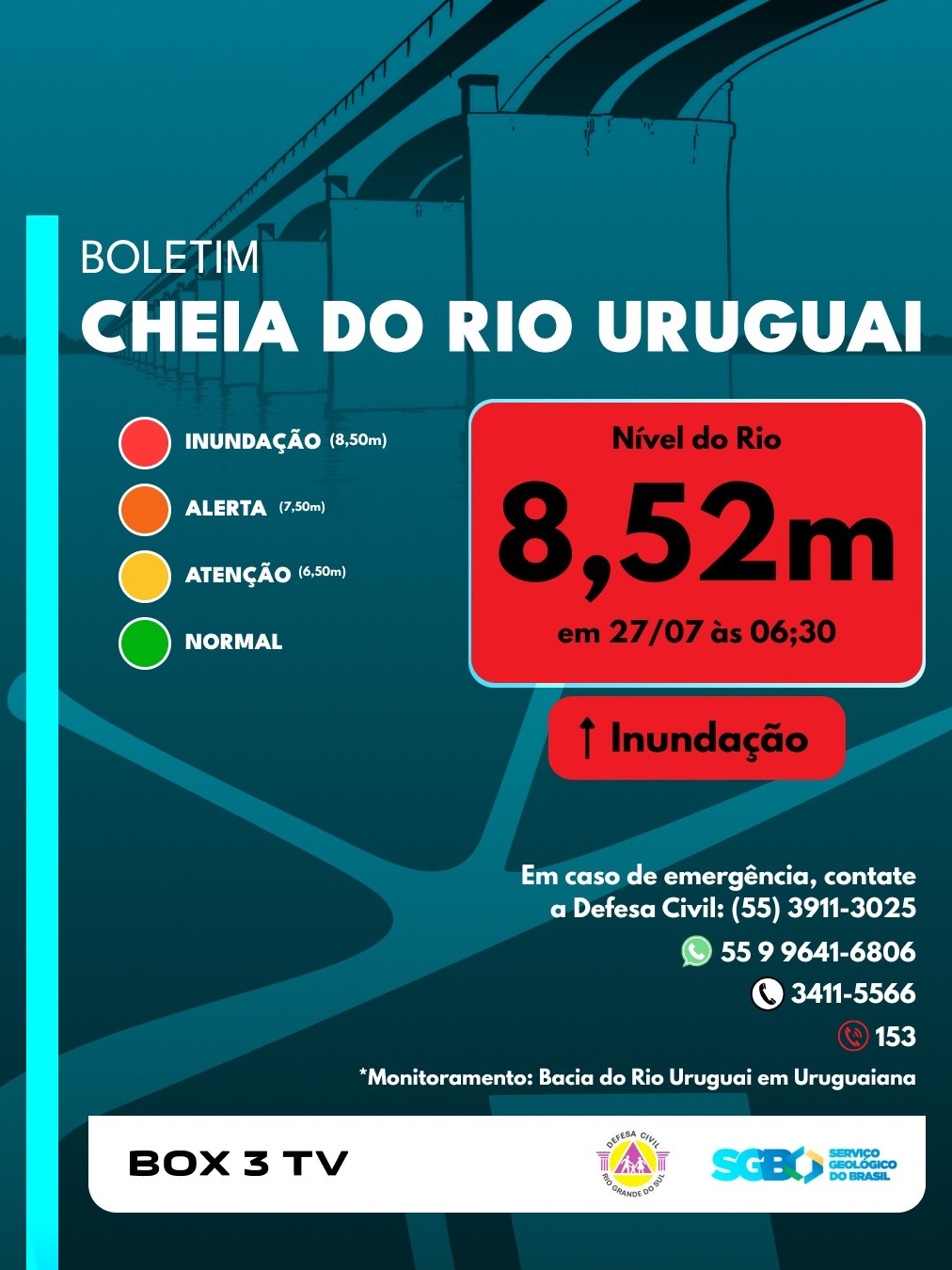 Post: 🚨 ALERTA DE INUNDAÇÃO 🚨
O nível do Rio U…