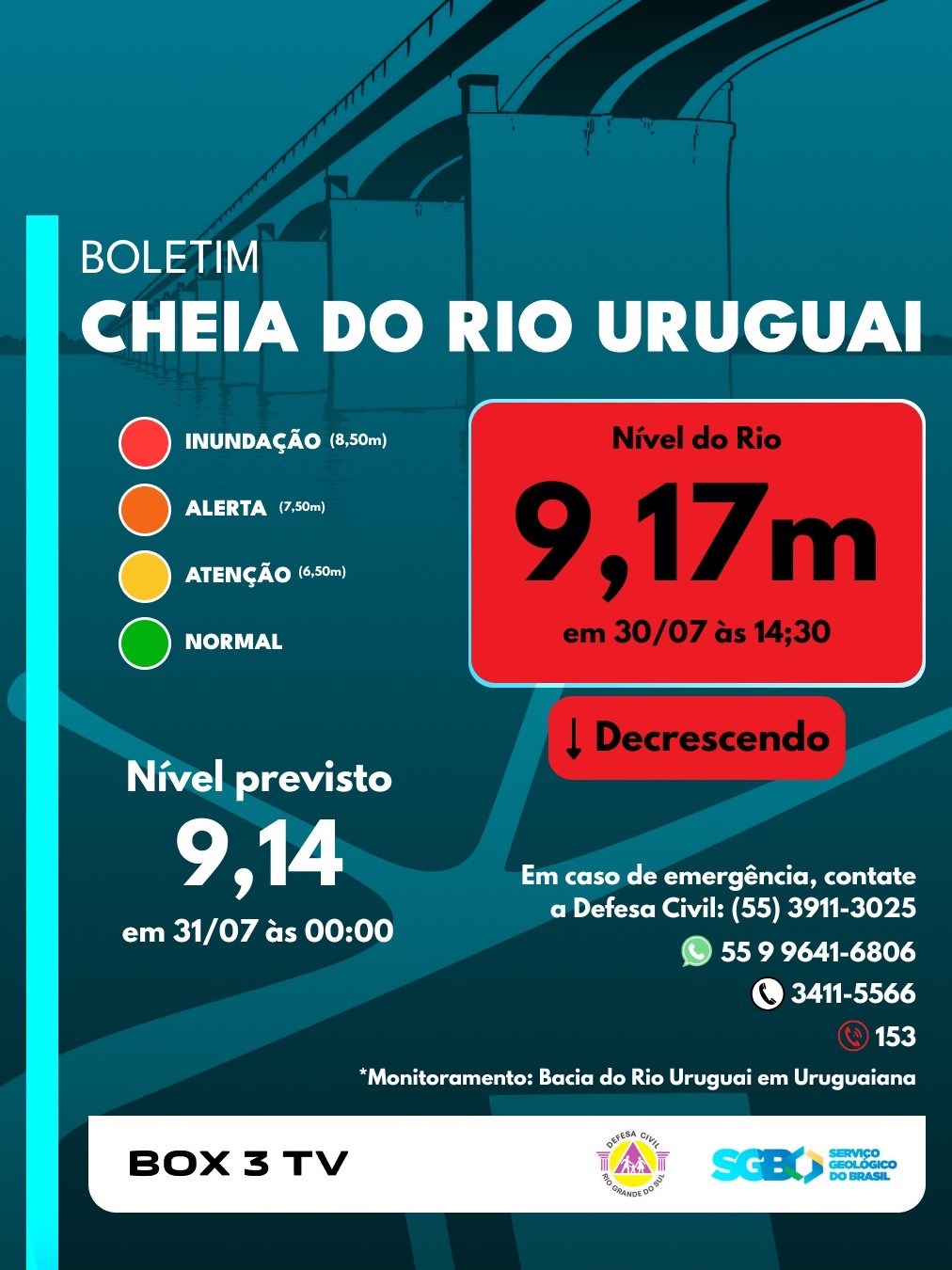 Post: 🌊 Boletim Cheia do Rio Uruguai 
📍 Urugua…