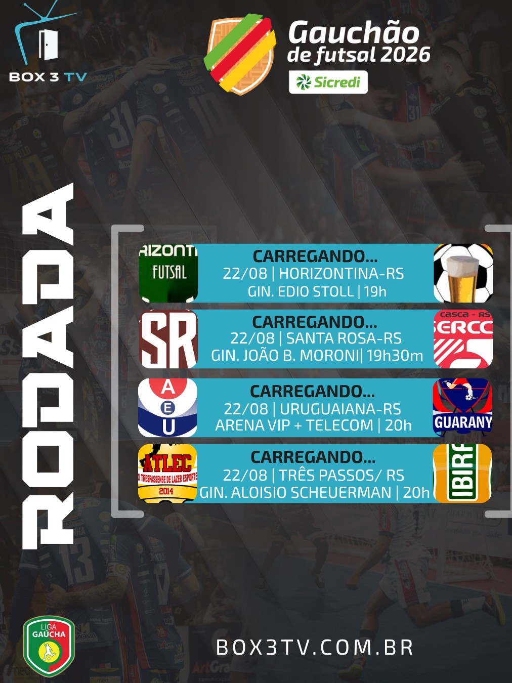 Post: ⚽GAUCHÃO DE FUTSAL 2026! 🔥

A bola vai r…