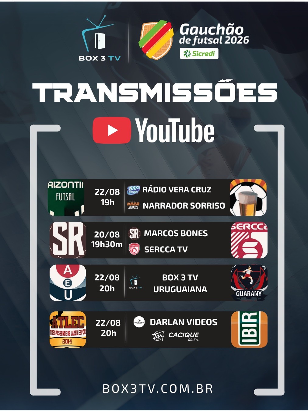 Post: 🔥 GAUCHÃO DE FUTSAL 2026 🔥

O melhor do …