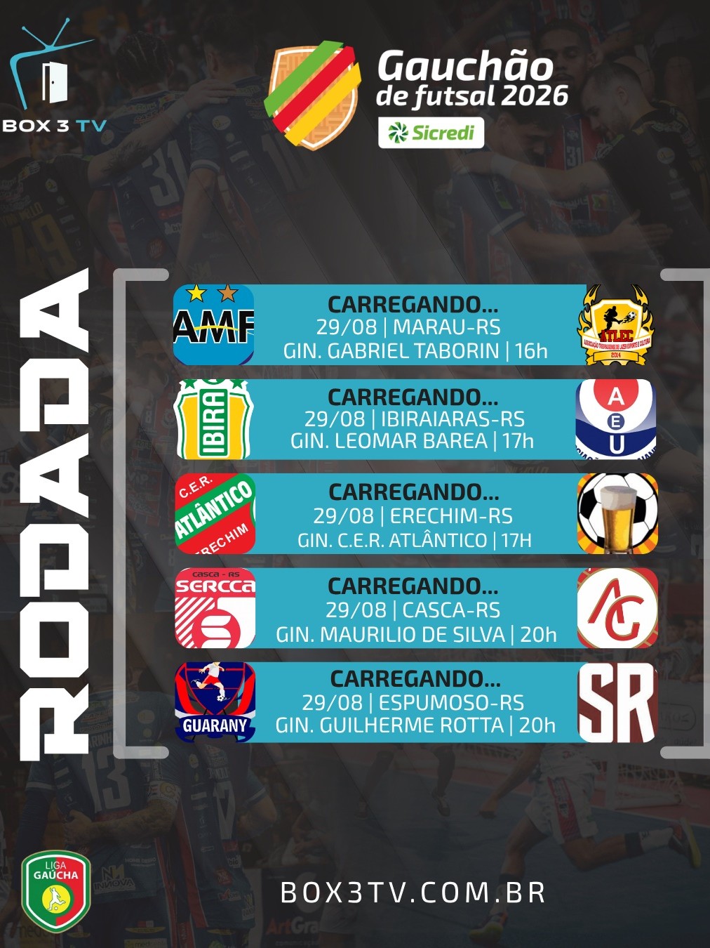 Post: ⚽🔥 GAUCHÃO DE FUTSAL 2026!

A bola vai r…
