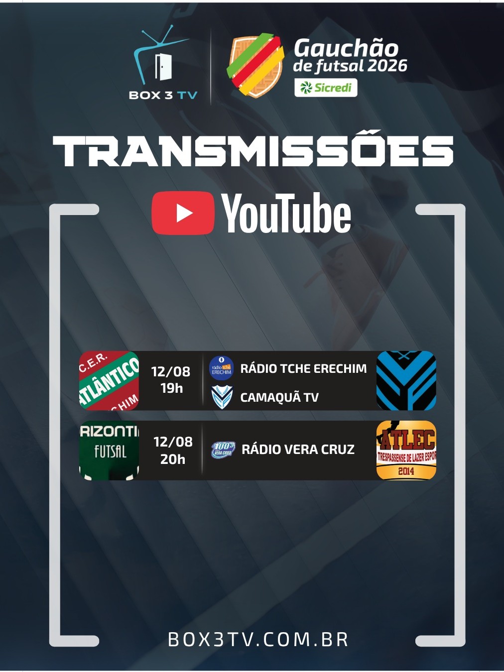 Post: 🔥⚽ Gauchão de Futsal 2026!

📅 12 de agos…