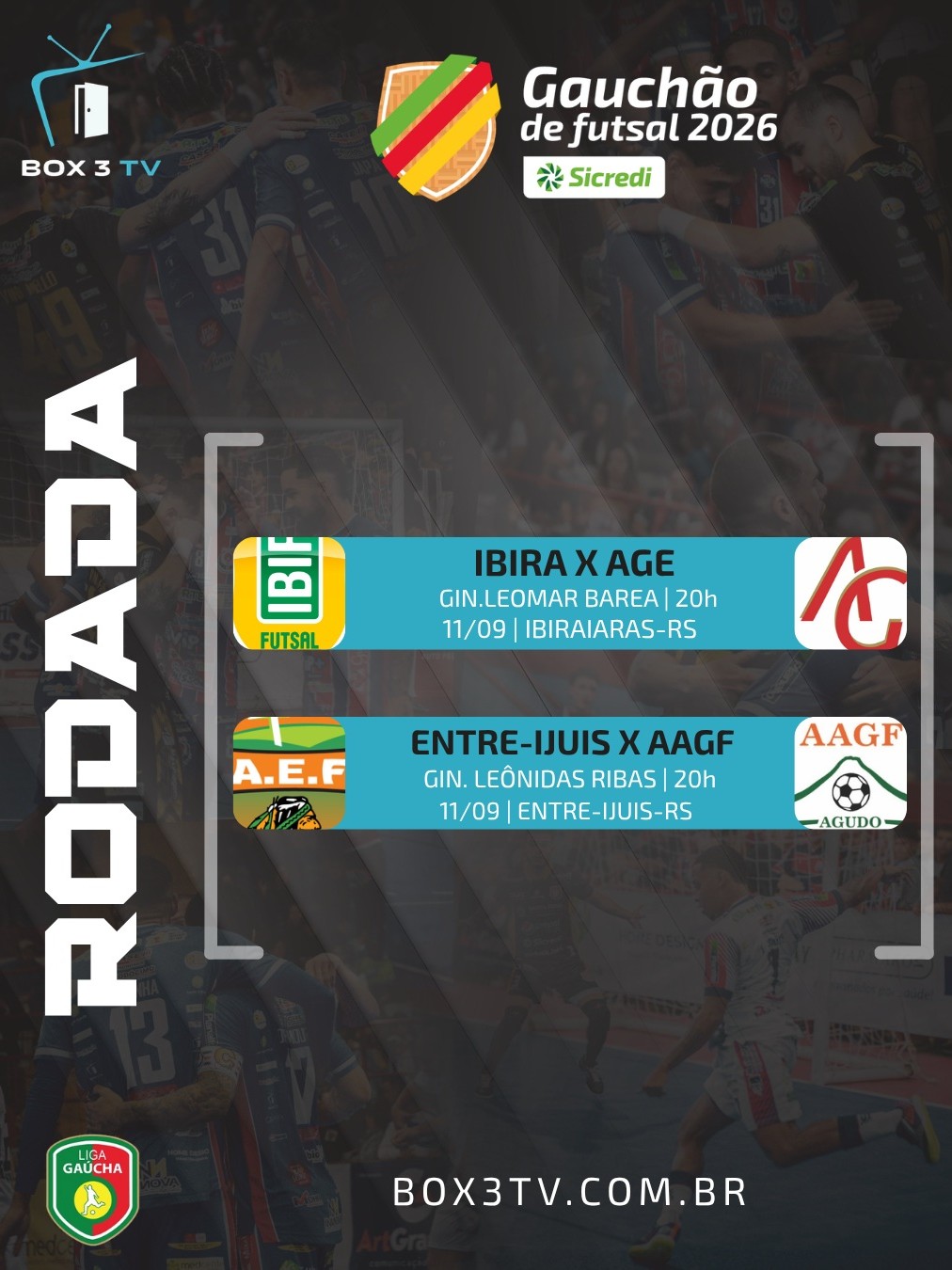Post: ⚽🔥 Gauchão de Futsal 2026 !
Amanhã, mais…