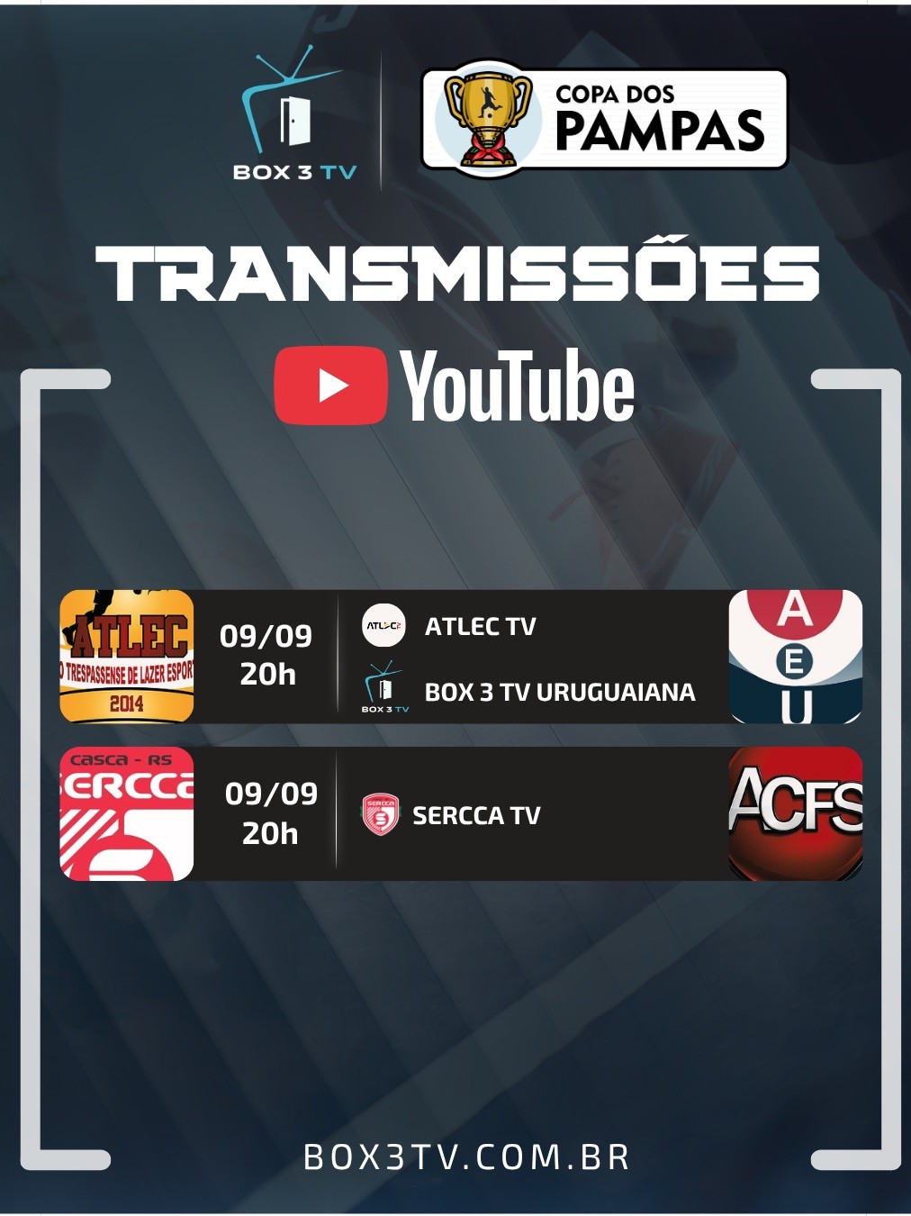 Post: 🏆 COPA DOS PAMPAS – TRANSMISSÕES AO VIVO…