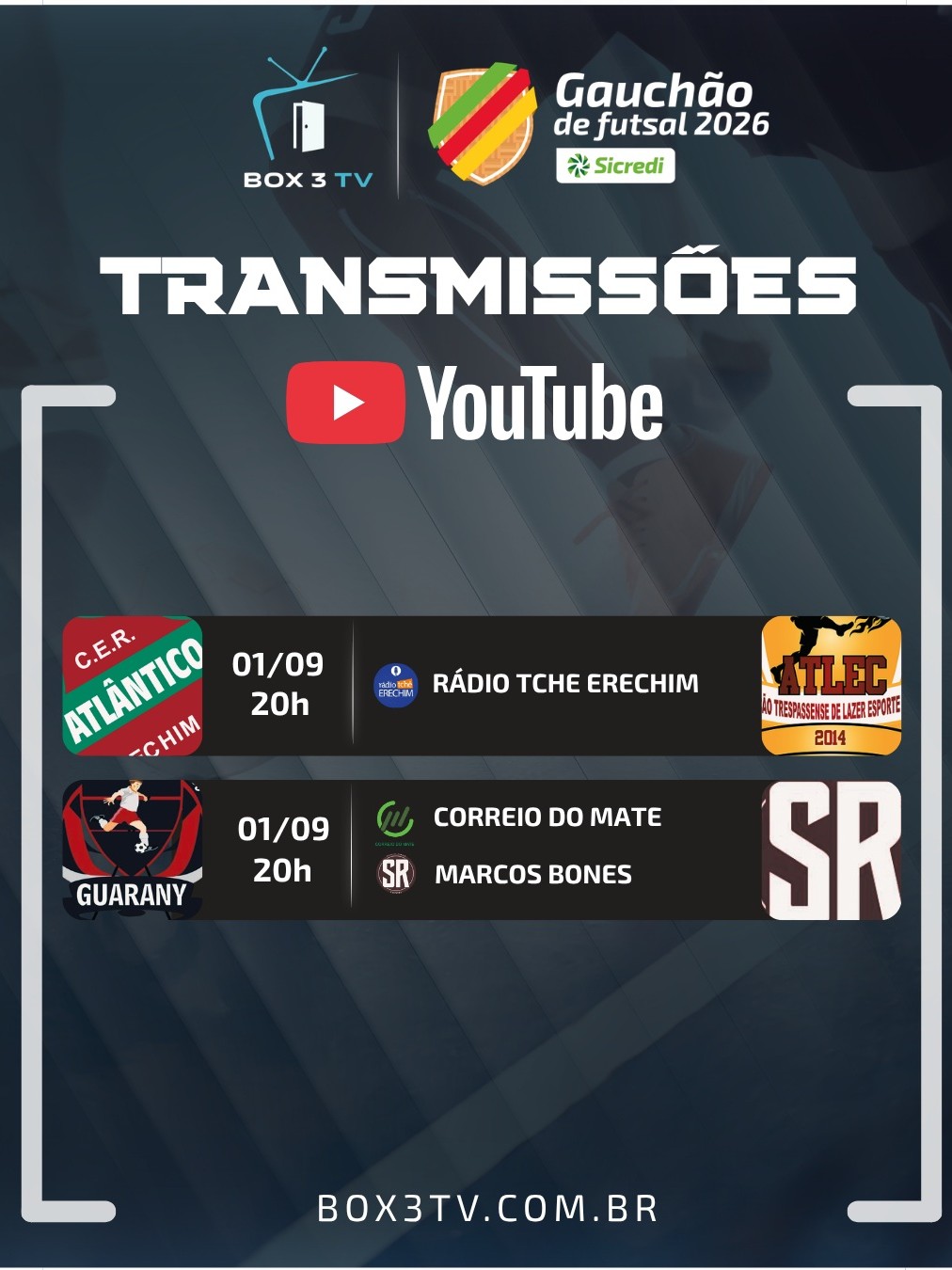 Post: Agenda de Transmissões – Gauchão de Futs…